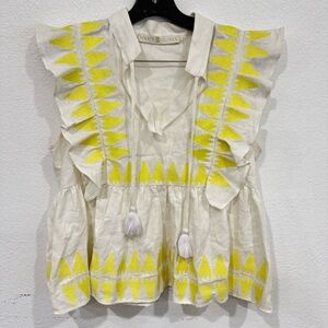 Marie Oliver Becca Top Tan / Neon Yellow Women’s Size Small